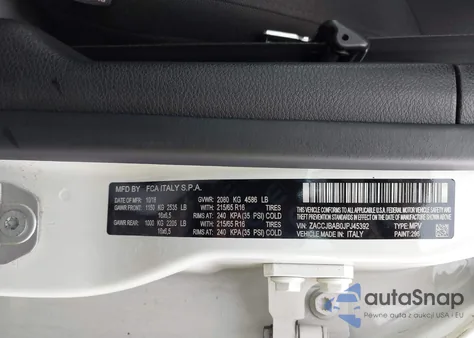 2018 Jeep Renegade Sport 4X4 from USA, damaged, VIN ZACCJBAB0JPJ45392